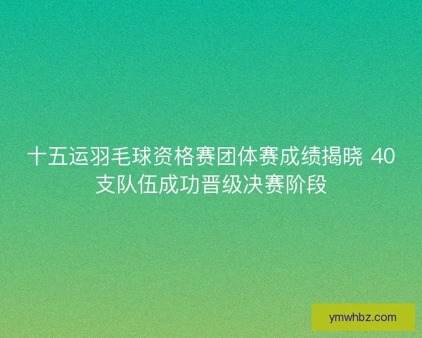 十五运羽毛球资格赛团体赛成绩揭晓 40支队伍成功晋级决赛阶段